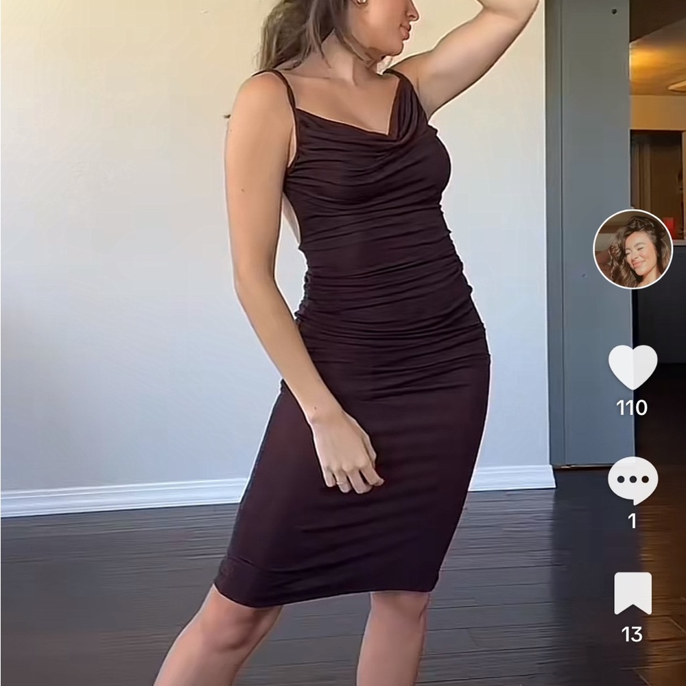 SHEIN Backless Brown Bodycon Dress